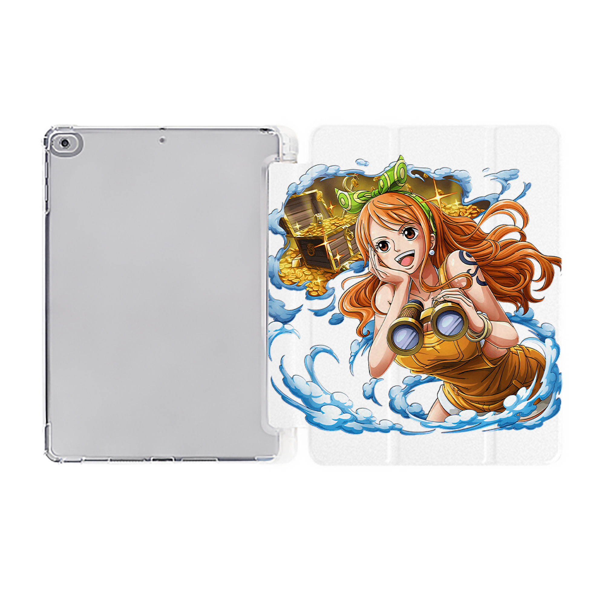 （画像用） ワンピース ナミ ONE PIECE Nami IPad ケース ペン収納付き 三つ折りスタンド PUレザー×シリコン 対応機種9.5/10.5/10.9インチ